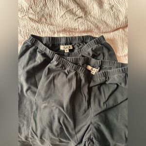 Set of 2 Flax Black Elastic Waist Pull-On Leggings